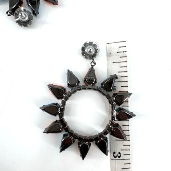 Kenneth Jay Lane Womens Large Circle Crystal Drop Dangle Earring Turquoise Coral - Picture 11 of 12